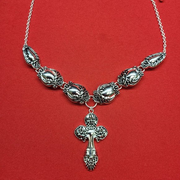 Icon Collection Silver Tone Cross Necklace & Earrings Set - Picture 11 of 12